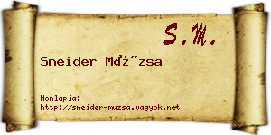 Sneider Múzsa névjegykártya